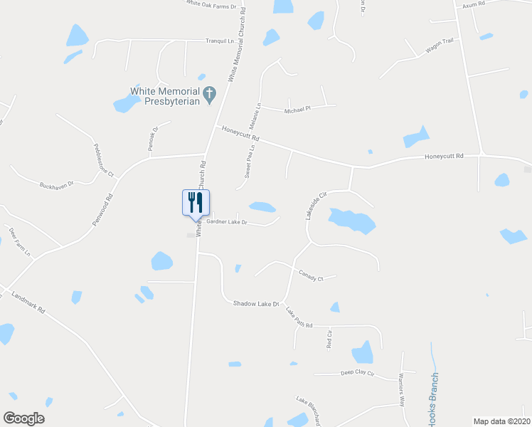 map of restaurants, bars, coffee shops, grocery stores, and more near 245 Gardner Lake Drive in Willow Spring