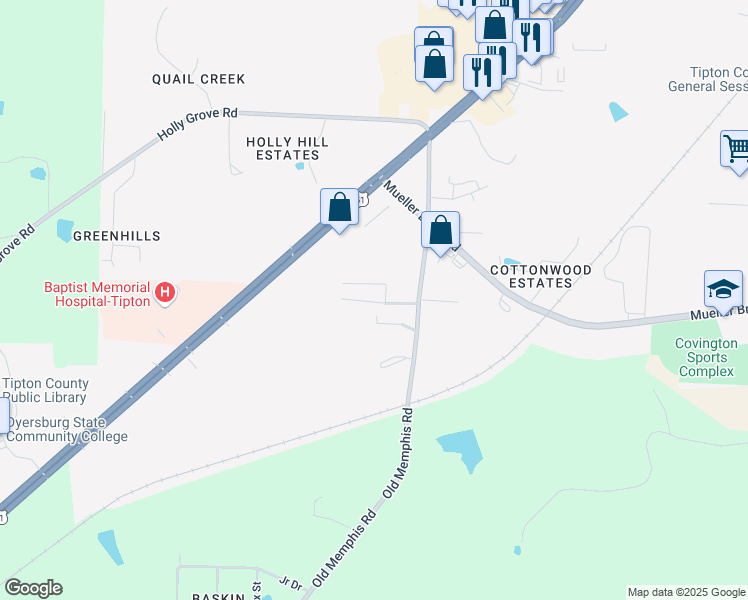 map of restaurants, bars, coffee shops, grocery stores, and more near 28 Smithville Trailer Park in Covington
