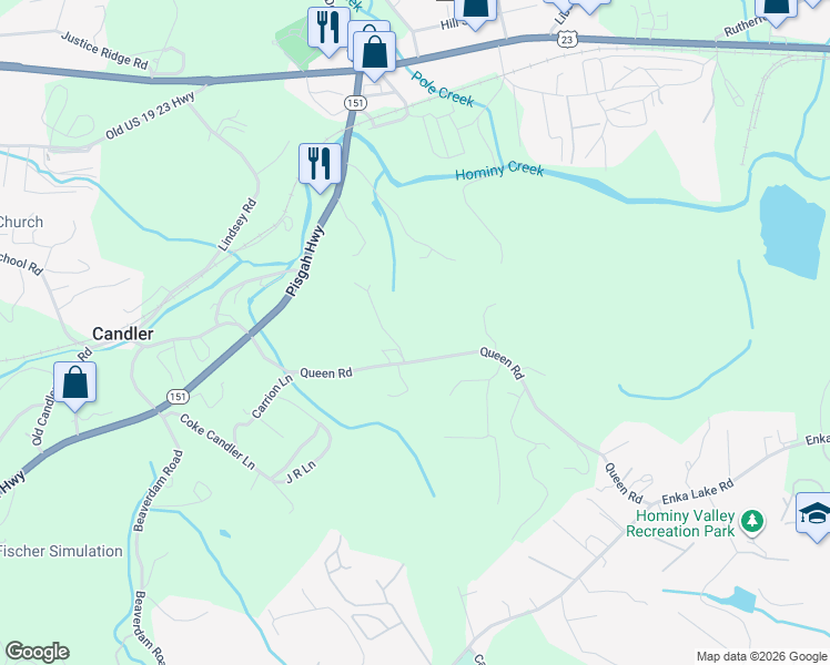 map of restaurants, bars, coffee shops, grocery stores, and more near 2 Cardinal Lane in Candler