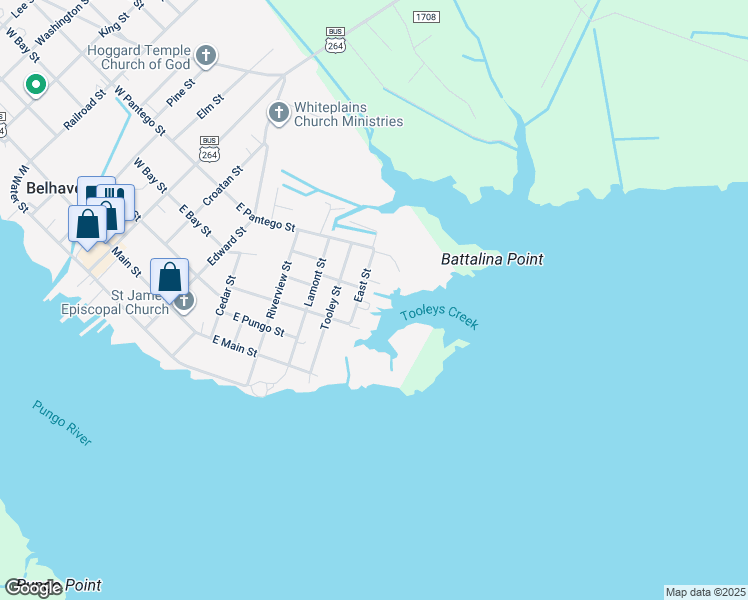 map of restaurants, bars, coffee shops, grocery stores, and more near 472 East Street in Belhaven