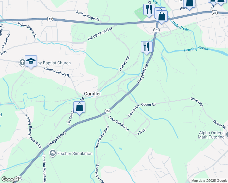 map of restaurants, bars, coffee shops, grocery stores, and more near 212 Pisgah Highway in Candler