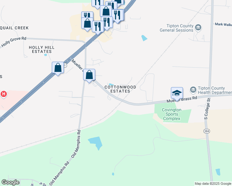 map of restaurants, bars, coffee shops, grocery stores, and more near 1874 Cottonwood Place in Covington