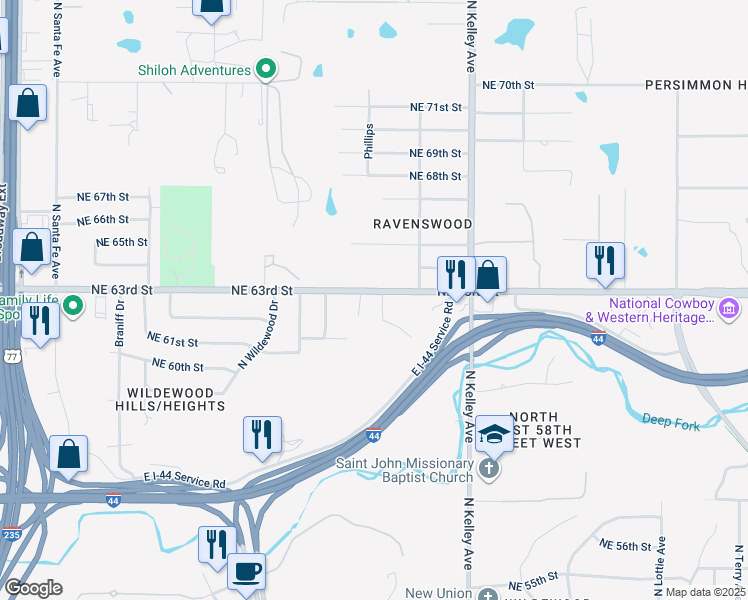 map of restaurants, bars, coffee shops, grocery stores, and more near 700 Northeast 63rd Street in Oklahoma City