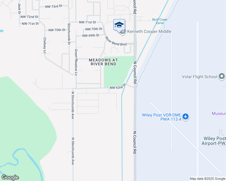map of restaurants, bars, coffee shops, grocery stores, and more near 8105 Northwest 63rd Terrace in Oklahoma City