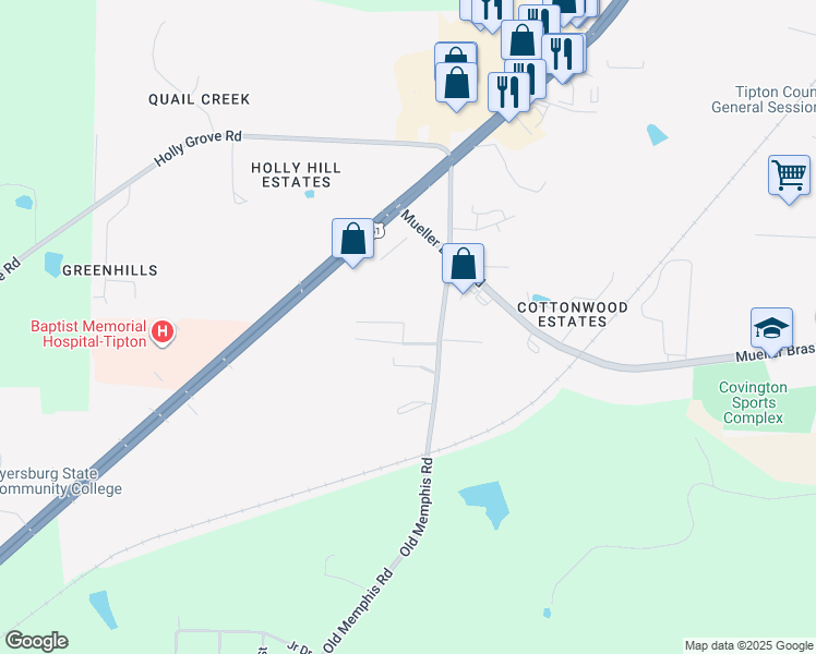 map of restaurants, bars, coffee shops, grocery stores, and more near 28 Smithville Trailer Park in Covington