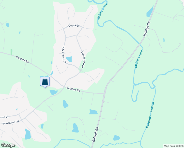 map of restaurants, bars, coffee shops, grocery stores, and more near 309 Lazy Branch Drive in Benson