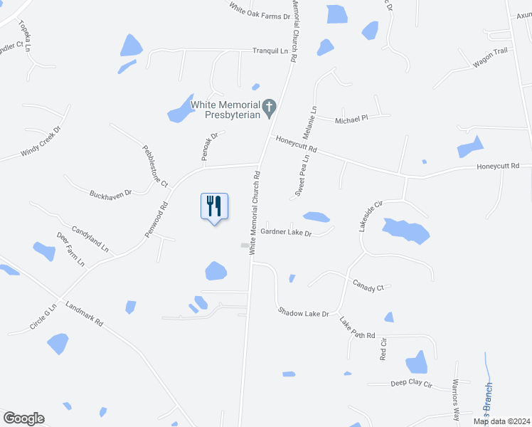 map of restaurants, bars, coffee shops, grocery stores, and more near 41 Long Ridge Court in Johnston County