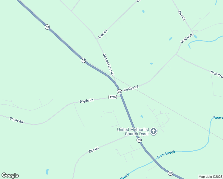map of restaurants, bars, coffee shops, grocery stores, and more near Highway 33 in Grimesland
