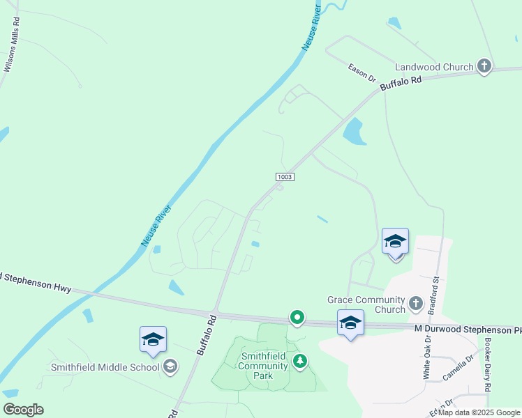 map of restaurants, bars, coffee shops, grocery stores, and more near 2098 Buffalo Road in Smithfield