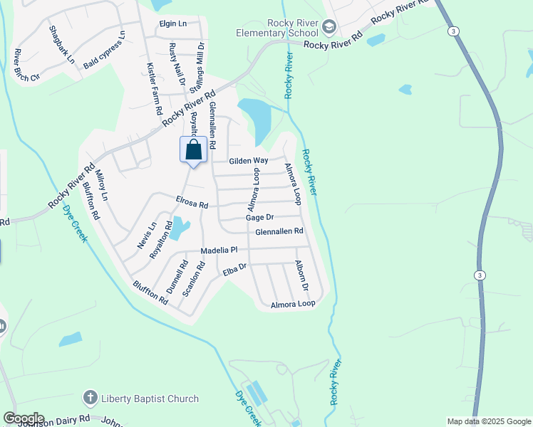 map of restaurants, bars, coffee shops, grocery stores, and more near 143 Gage Drive in Mooresville