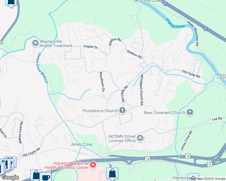 map of restaurants, bars, coffee shops, grocery stores, and more near 88 Woodlawn Circle in Clyde