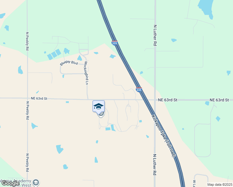 map of restaurants, bars, coffee shops, grocery stores, and more near 18691 Northeast 63rd Street in Harrah