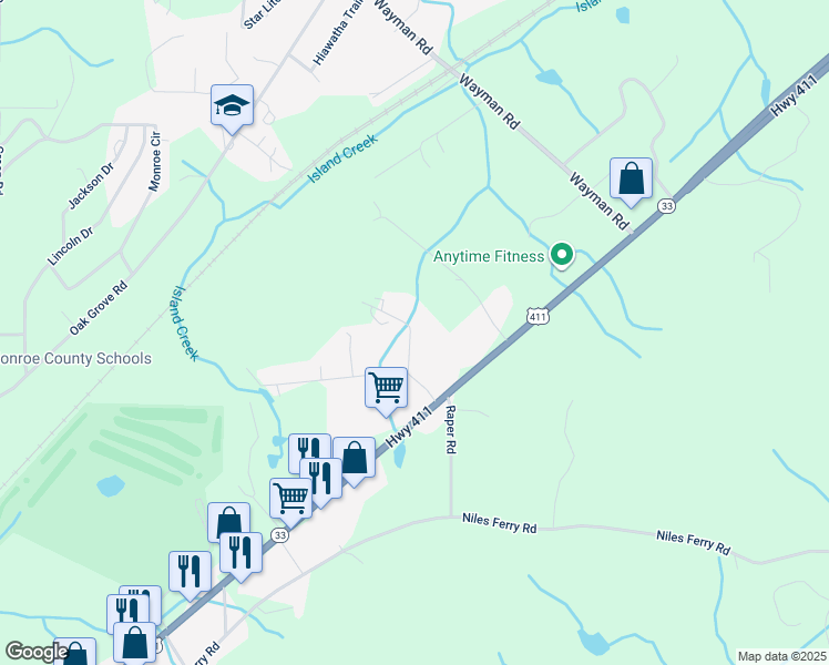 map of restaurants, bars, coffee shops, grocery stores, and more near 150 Willow Creek Drive in Madisonville