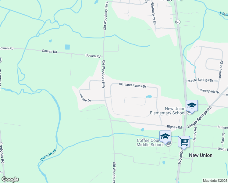 map of restaurants, bars, coffee shops, grocery stores, and more near 715 Richland Farms Drive in Manchester
