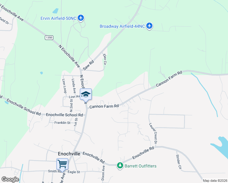 map of restaurants, bars, coffee shops, grocery stores, and more near 204 Biltmore Avenue in China Grove