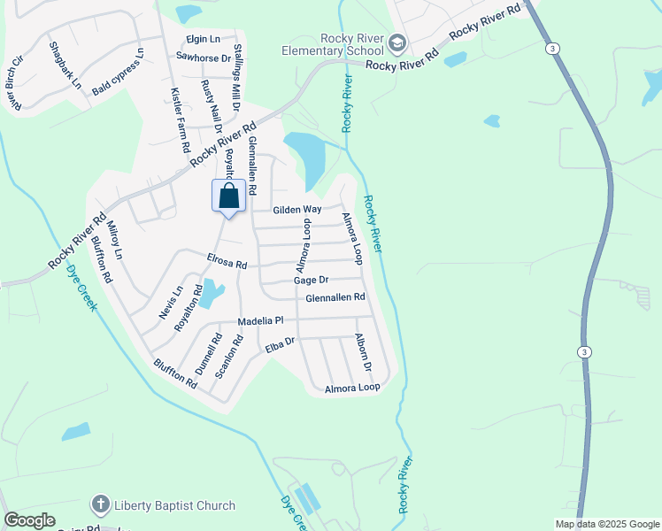 map of restaurants, bars, coffee shops, grocery stores, and more near 242 Elrosa Road in Mooresville