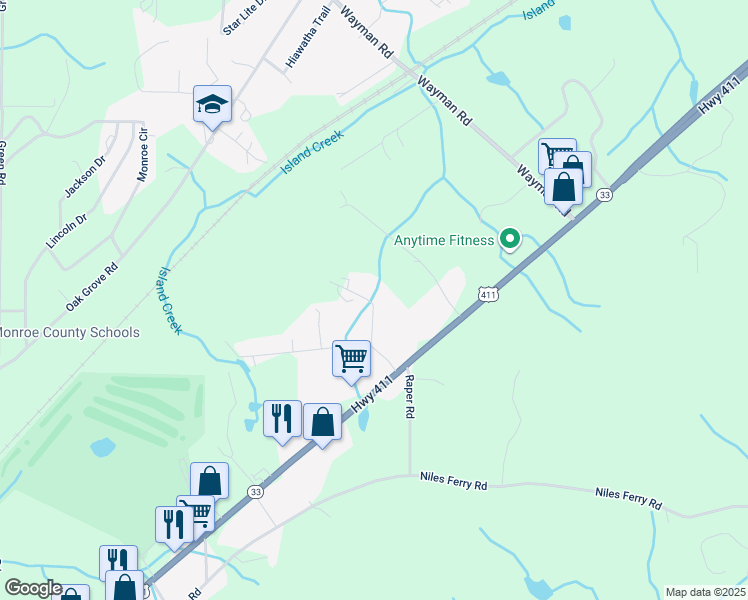map of restaurants, bars, coffee shops, grocery stores, and more near 150 Willow Creek Drive in Madisonville