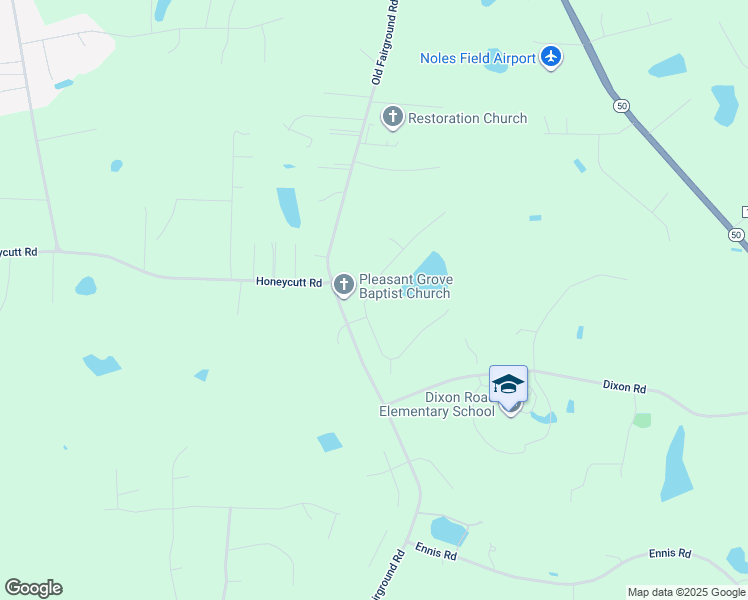 map of restaurants, bars, coffee shops, grocery stores, and more near 50 Kenneth Lane in Johnston County