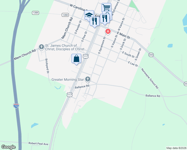 map of restaurants, bars, coffee shops, grocery stores, and more near 611 South Vance Street in Fremont