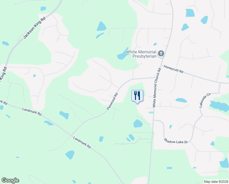 map of restaurants, bars, coffee shops, grocery stores, and more near 410 Penwood Road in Johnston County