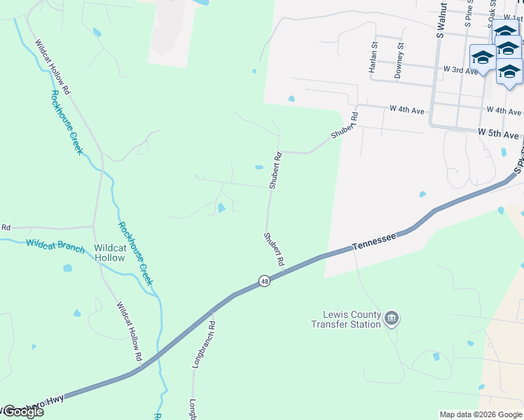 map of restaurants, bars, coffee shops, grocery stores, and more near 109 Yates Road in Hohenwald