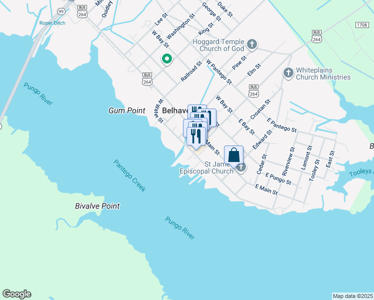 map of restaurants, bars, coffee shops, grocery stores, and more near in Belhaven