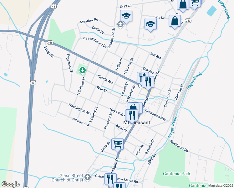 map of restaurants, bars, coffee shops, grocery stores, and more near 309 Florida Avenue in Mount Pleasant