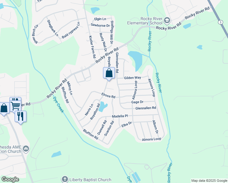 map of restaurants, bars, coffee shops, grocery stores, and more near 118 Laporte Lane in Mooresville