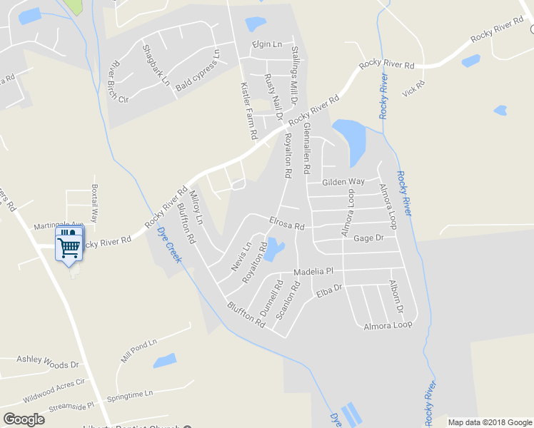 map of restaurants, bars, coffee shops, grocery stores, and more near 155 Elrosa Road in Mooresville