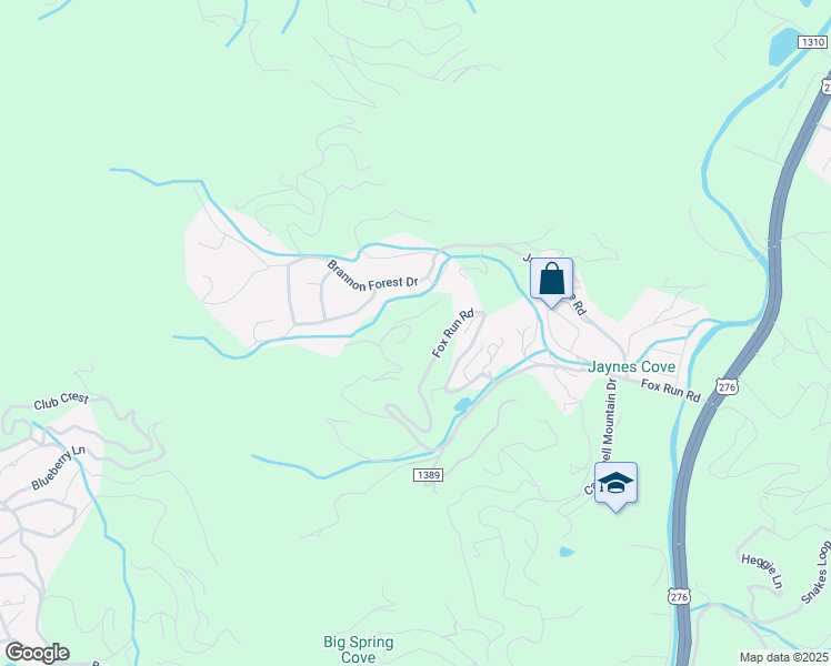 map of restaurants, bars, coffee shops, grocery stores, and more near 68 Woodlaurel Lane in Waynesville