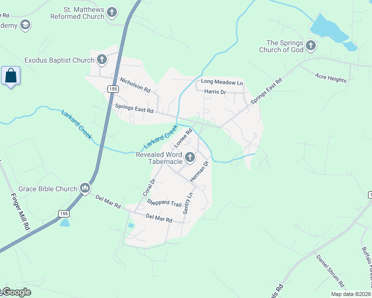 map of restaurants, bars, coffee shops, grocery stores, and more near 2882 Loviee Road in Lincolnton