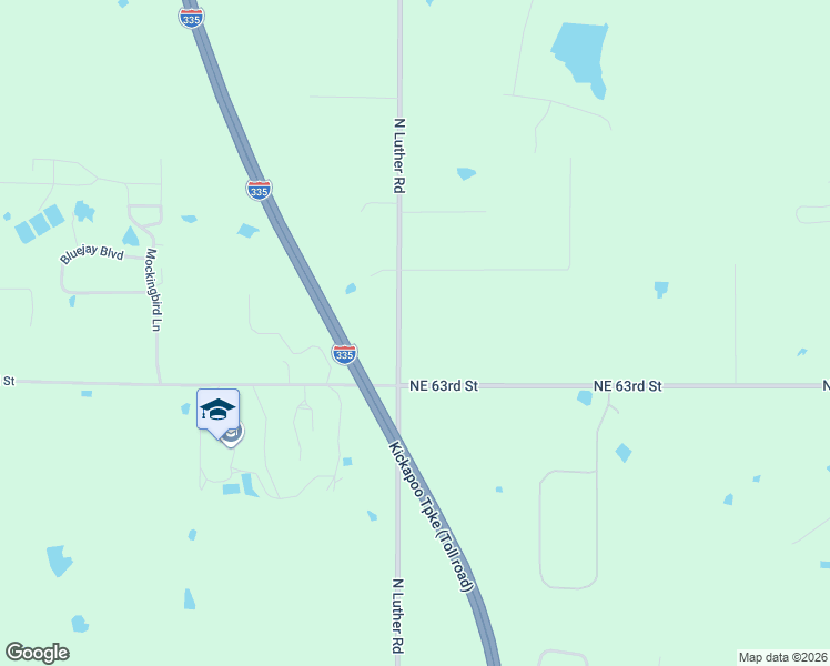 map of restaurants, bars, coffee shops, grocery stores, and more near 6450 N Luther Rd in Harrah