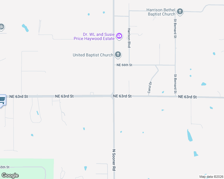 map of restaurants, bars, coffee shops, grocery stores, and more near 6401 North Sooner Road in Oklahoma City