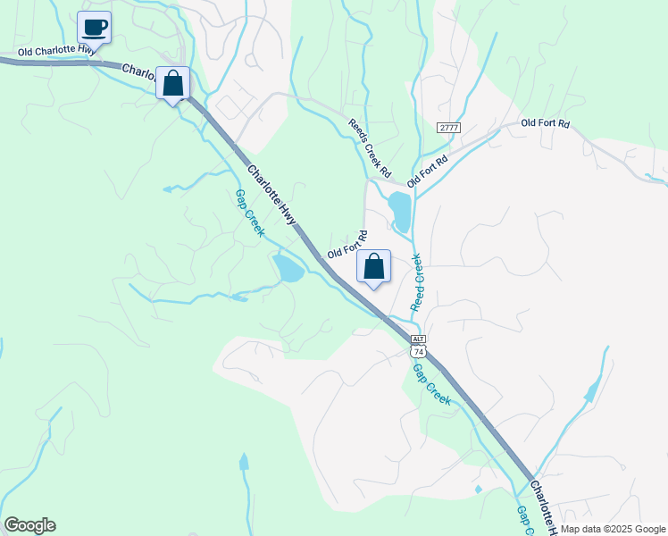 map of restaurants, bars, coffee shops, grocery stores, and more near 99999 Charlotte Highway in Fairview