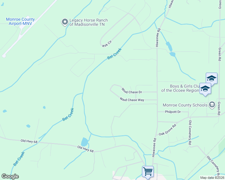 map of restaurants, bars, coffee shops, grocery stores, and more near 168 Wind Chase Way in Madisonville