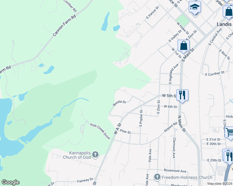 map of restaurants, bars, coffee shops, grocery stores, and more near 214 Rankin Road in Landis