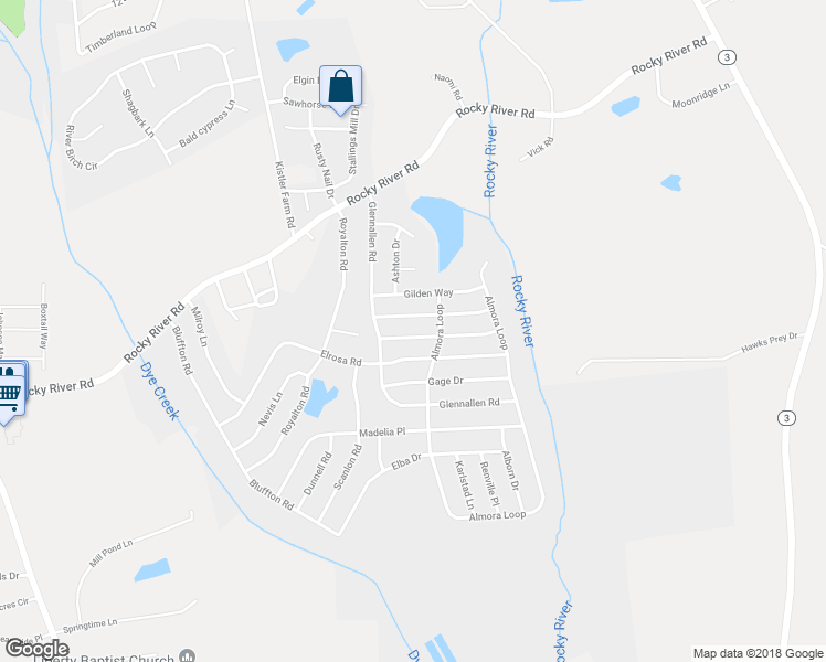 map of restaurants, bars, coffee shops, grocery stores, and more near 121 Saye Place in Mooresville