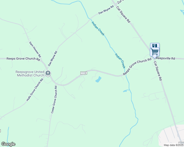 map of restaurants, bars, coffee shops, grocery stores, and more near Reeps Grove Church Road in Vale