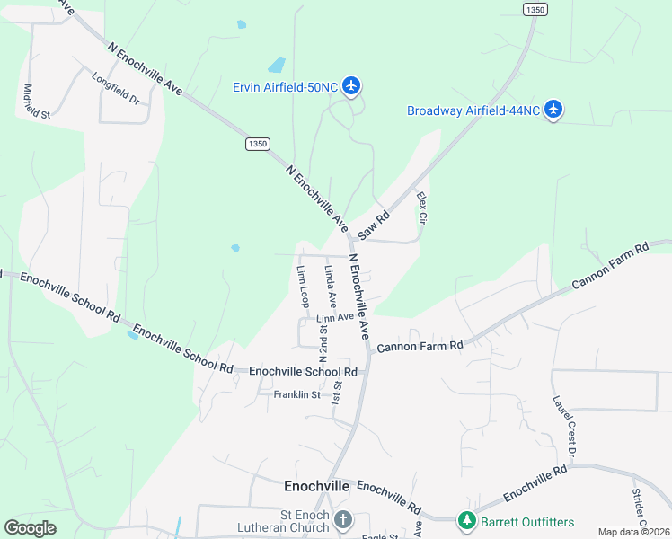 map of restaurants, bars, coffee shops, grocery stores, and more near 111 Linda Avenue in China Grove