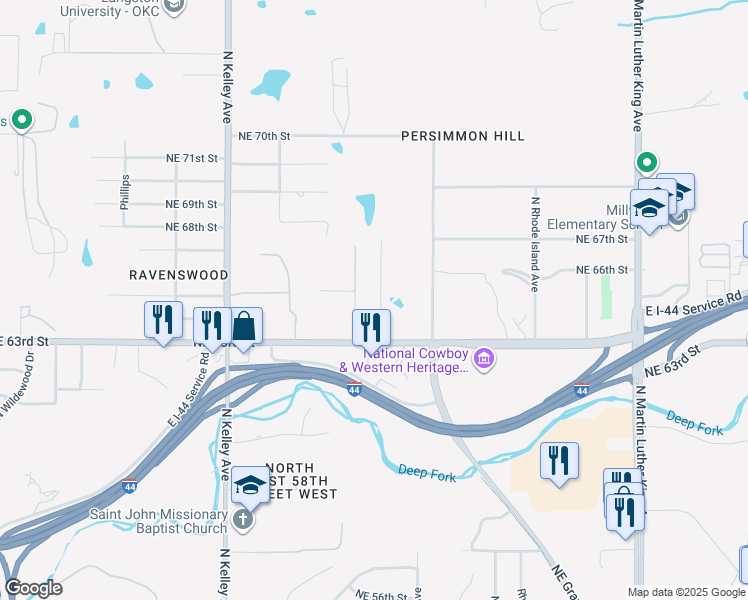map of restaurants, bars, coffee shops, grocery stores, and more near 6521 North Lottie Avenue in Oklahoma City