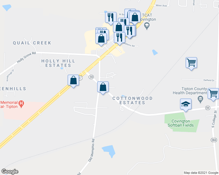 map of restaurants, bars, coffee shops, grocery stores, and more near 199 Fox Hollow Run in Covington
