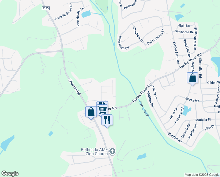 map of restaurants, bars, coffee shops, grocery stores, and more near 111 Canter Lane in Mooresville
