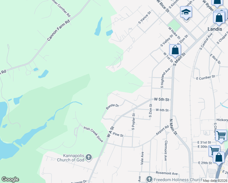 map of restaurants, bars, coffee shops, grocery stores, and more near 214 Rankin Road in Landis