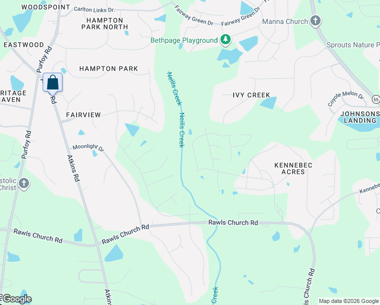 map of restaurants, bars, coffee shops, grocery stores, and more near 3299 Virginia Creeper Lane in Wake County
