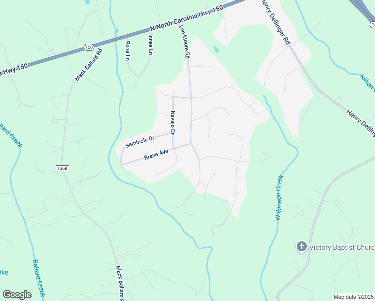 map of restaurants, bars, coffee shops, grocery stores, and more near 3552 Navajo Drive in Maiden
