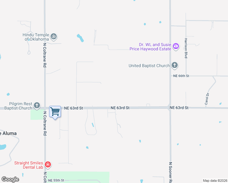 map of restaurants, bars, coffee shops, grocery stores, and more near 4728 Northeast 65th Street in Oklahoma City