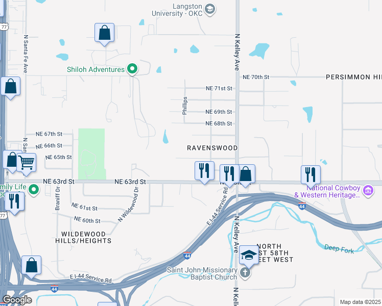 map of restaurants, bars, coffee shops, grocery stores, and more near 808 Northeast 67th Street in Oklahoma City