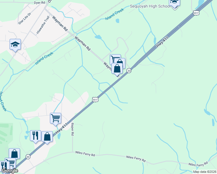 map of restaurants, bars, coffee shops, grocery stores, and more near 3588 U.S. 411 in Madisonville