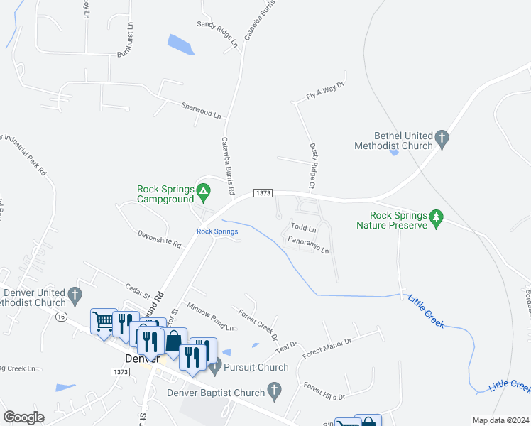 map of restaurants, bars, coffee shops, grocery stores, and more near 6942 Campground Road in Denver