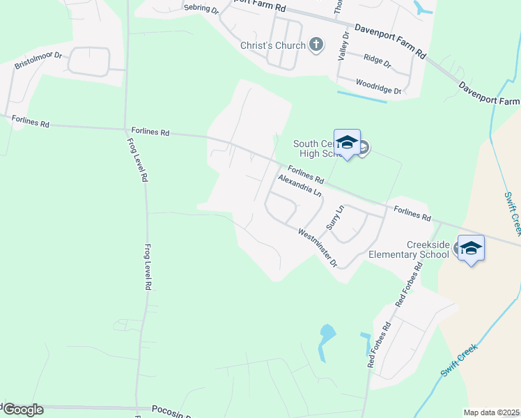 map of restaurants, bars, coffee shops, grocery stores, and more near 2671 Westminster Drive in Winterville